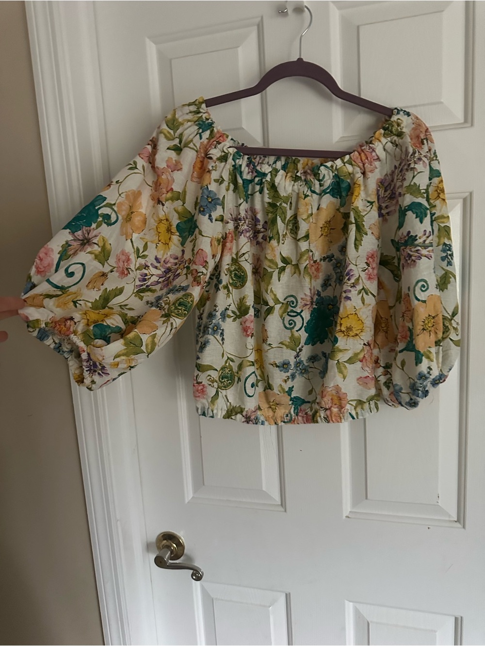 Rachel Zoe Floral Off-Shoulder Maxi Skirt Set in Yellow, Teal and Pink - Picture 3 of 5